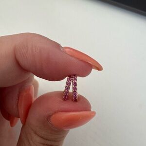 Dana Rebecca Designs Rose Gold Pink Sapphire Huggies